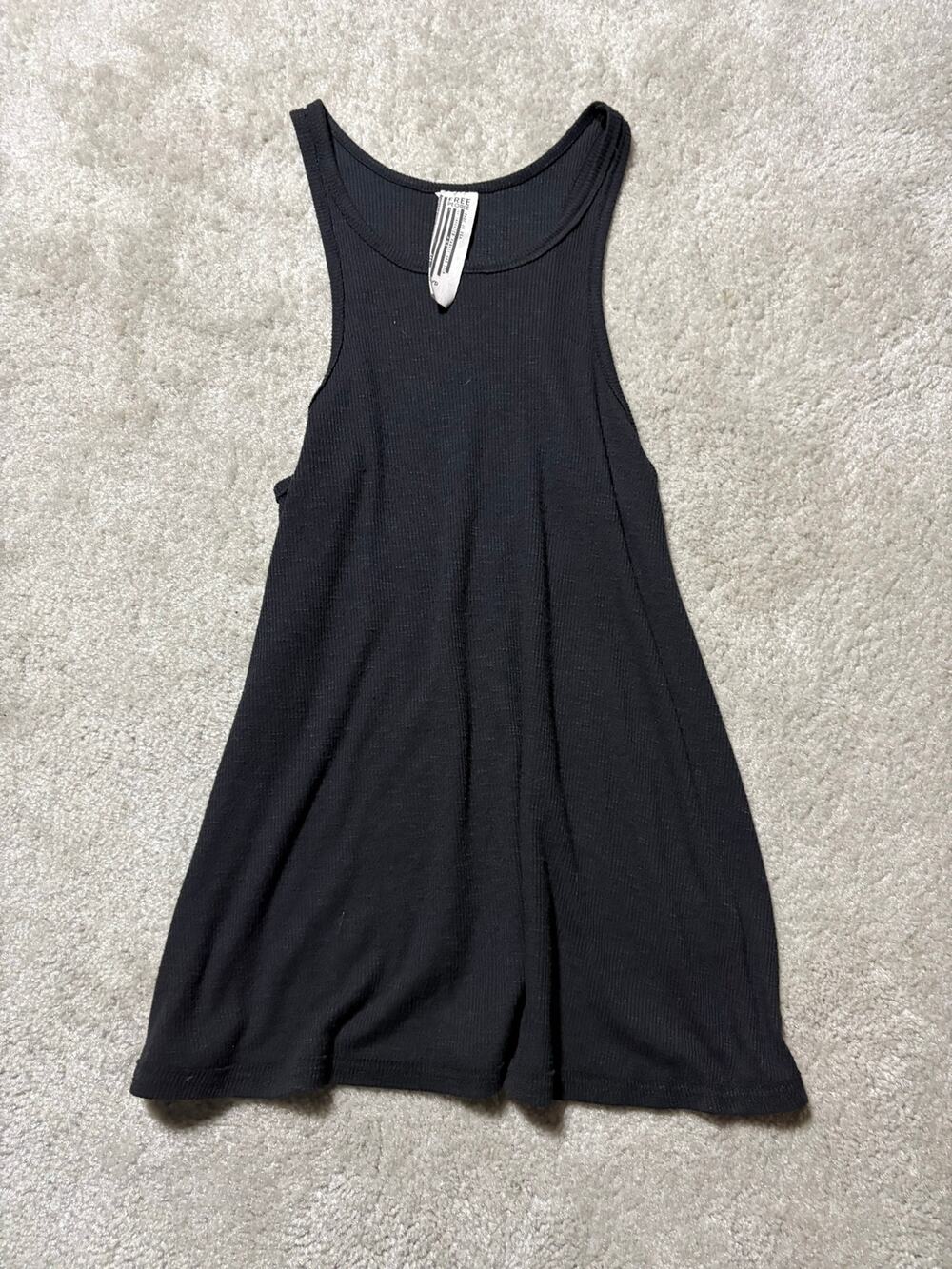Free People Size Black Black Ribbed Tank Top